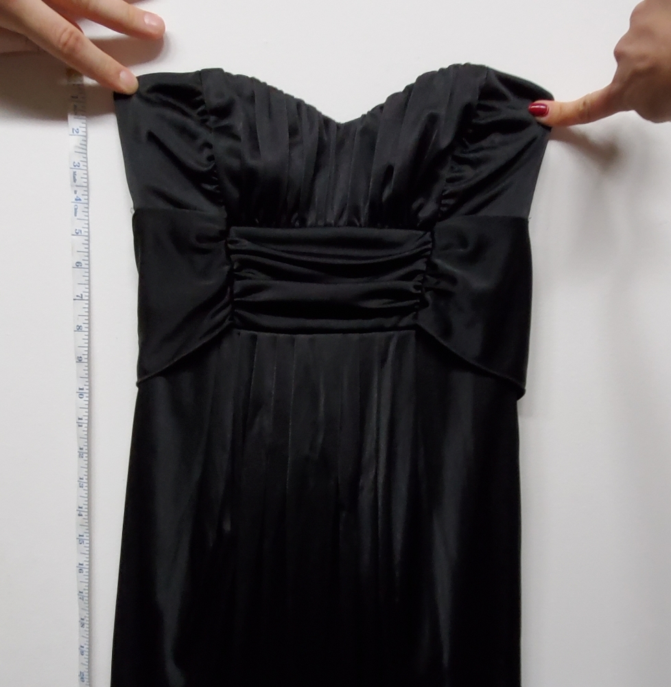 Satin strapless black dress